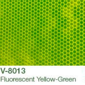 Fluorescen mikroprizmás fényvisszaverő zöld-sárga fólia.