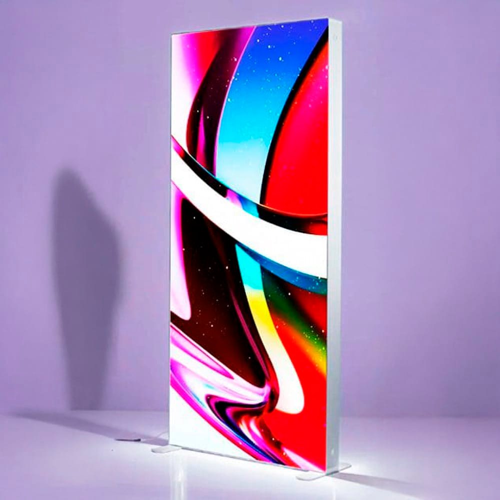 Kétoldalas LED fénykeret cserélhető textilgrafikával